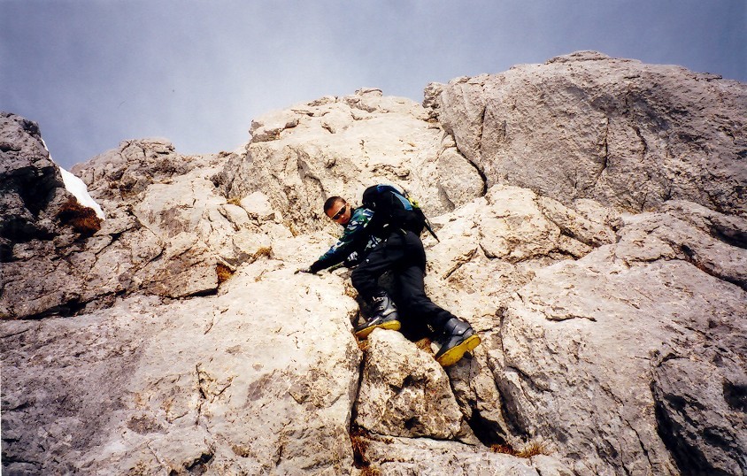 Cédric à la descente depuis le sommet du Chauffé