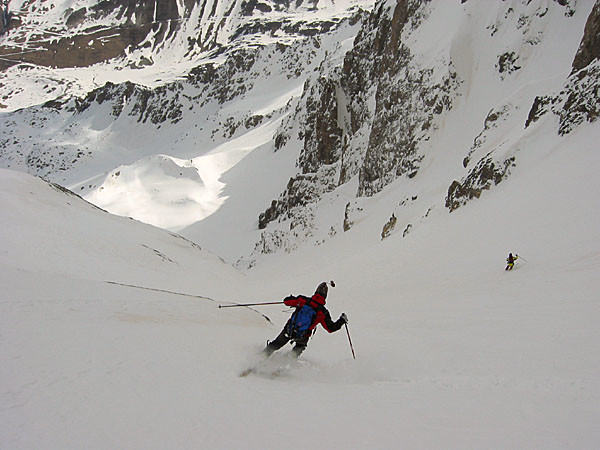 Descente du couloir de la Clapière au Grand galibier