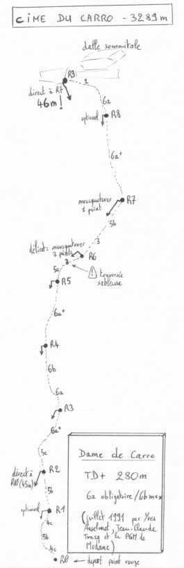 Schema-topo de la voie Dame de Carro
