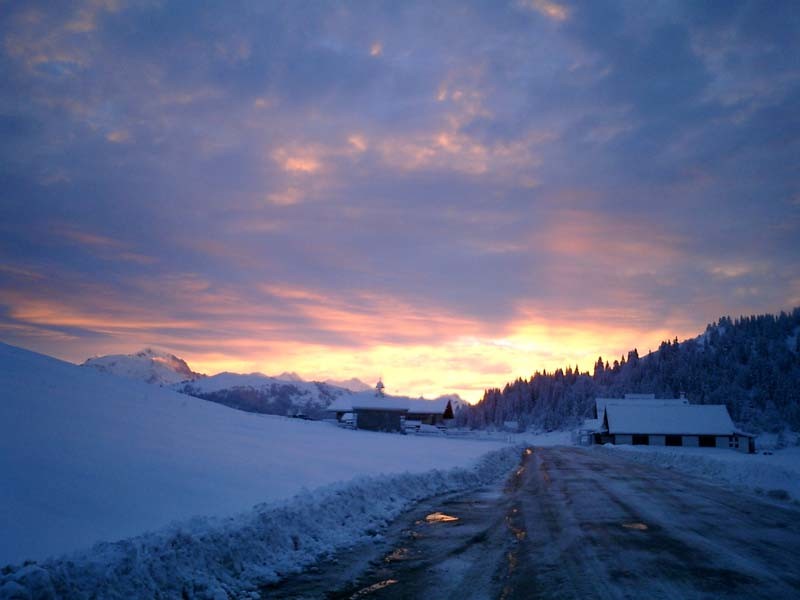 lever de soleil au col des Aravis