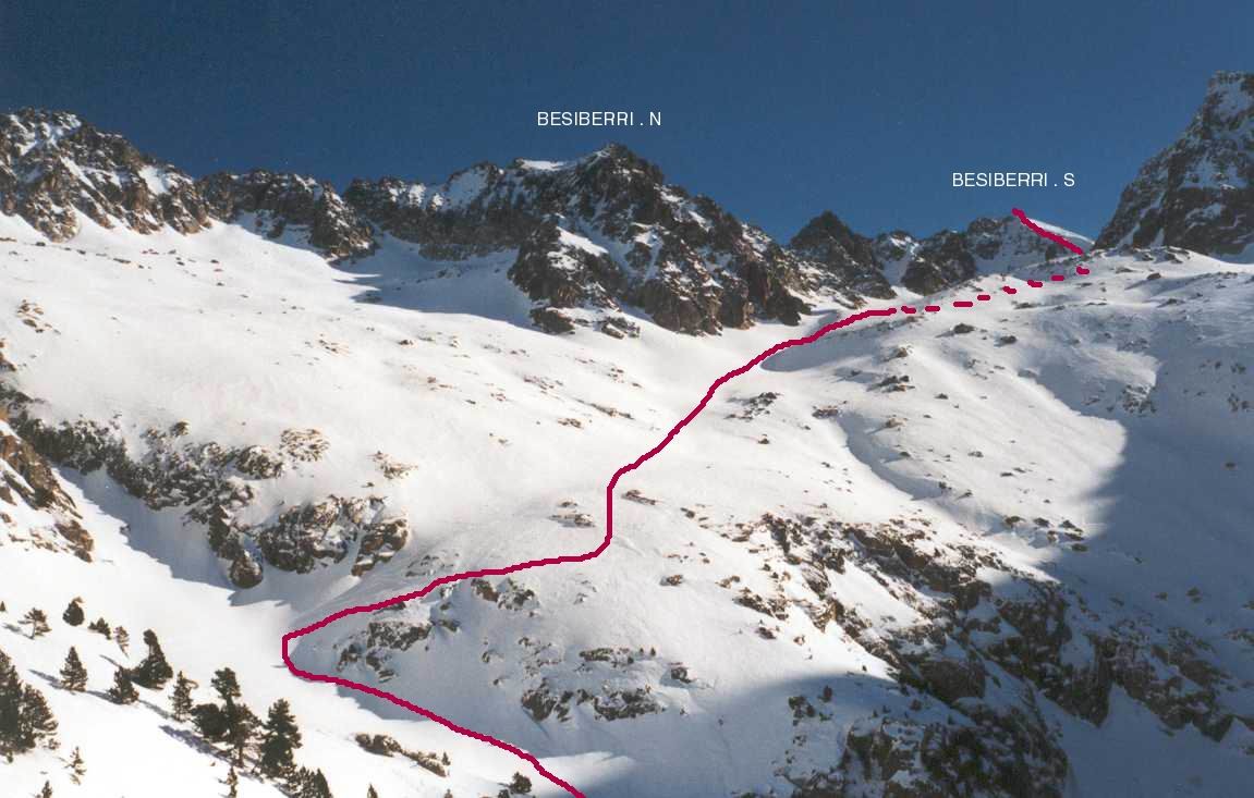 Les Besiberri et itinéraire vus du refuge