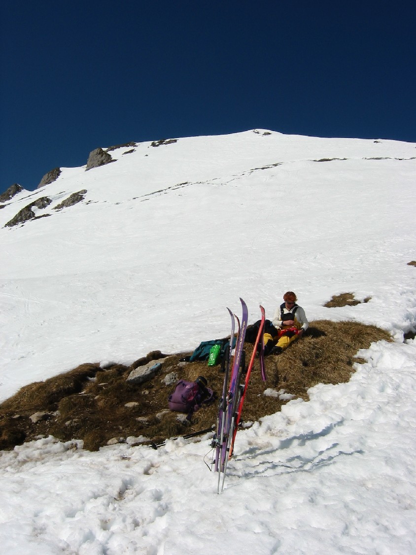 Col de Chalune, pose sous la facette terminale de la pointe