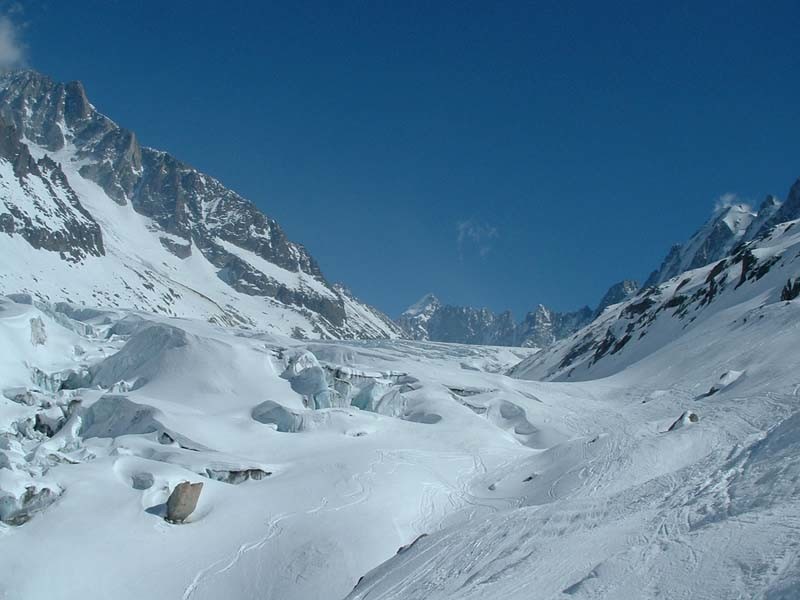 Un dernier coup d'oeil au glacier d'Argentière en redescendant