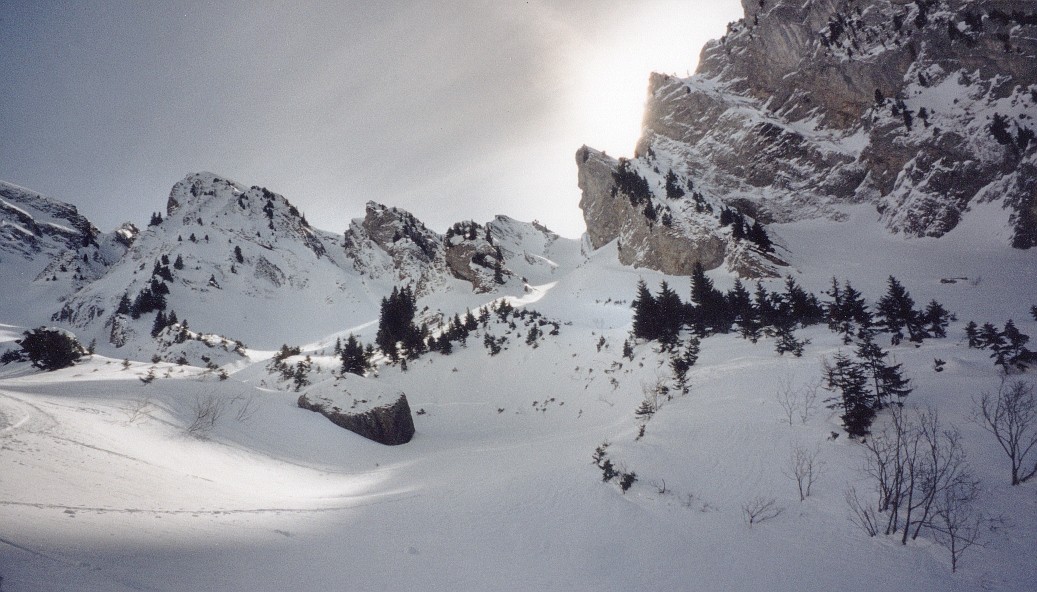 Couloirs entre la Mandallaz et l'Aiguille de Manigod