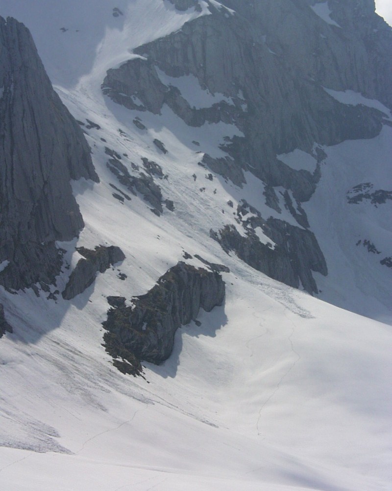 Tournette FaceW - Vue de la combe vers le refuge, au retour