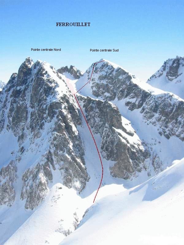 Ferrouillet Pointe Centrale Sud (descente NNW puis WNW)