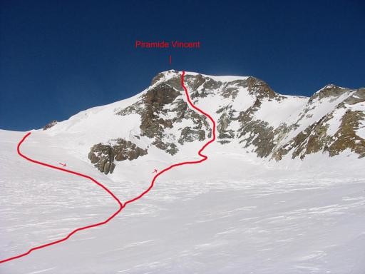 Piramide Vincent: via Jaccod-Nicco e normale di discesa