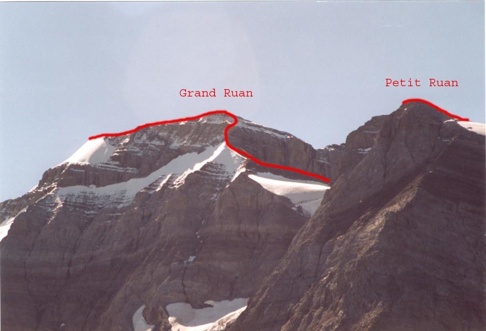 Mont Ruan - voie normale - schéma