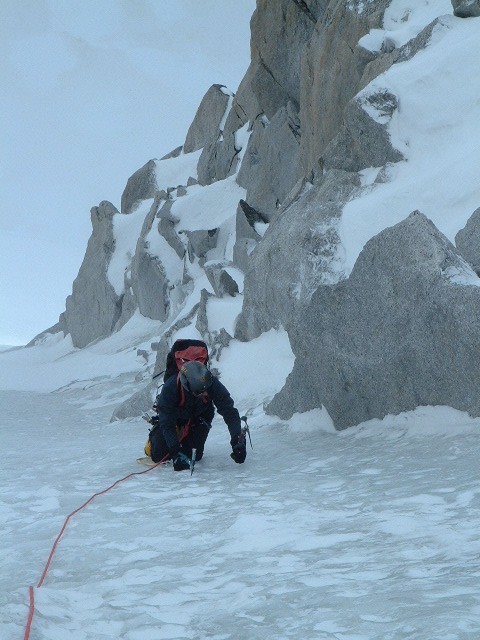 Tour Ronde - passage de glace à mi-pente