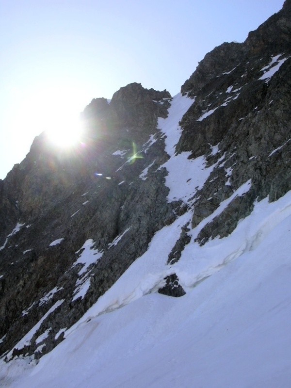 Rimaye+neige+mixte pour accèder à l'arête N de Roche Muzelle