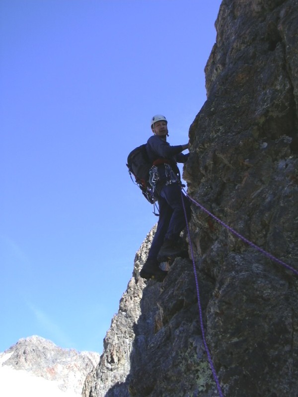 Christophe sur l'arête Sud du Petit Pelvoux