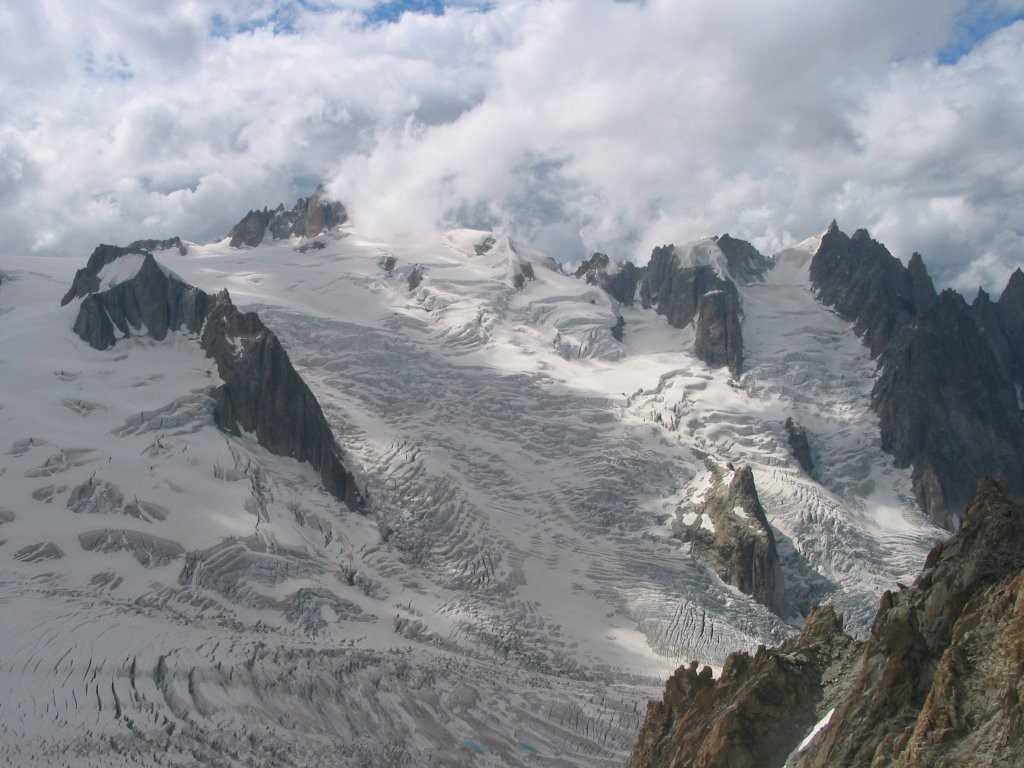 Aiguille du midi, gros Rognon, vallée blanche et glacier d'Envers du Plan