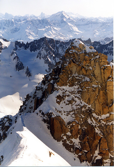Aig Verte, haut du couloir Whymper et Grande Rocheuse