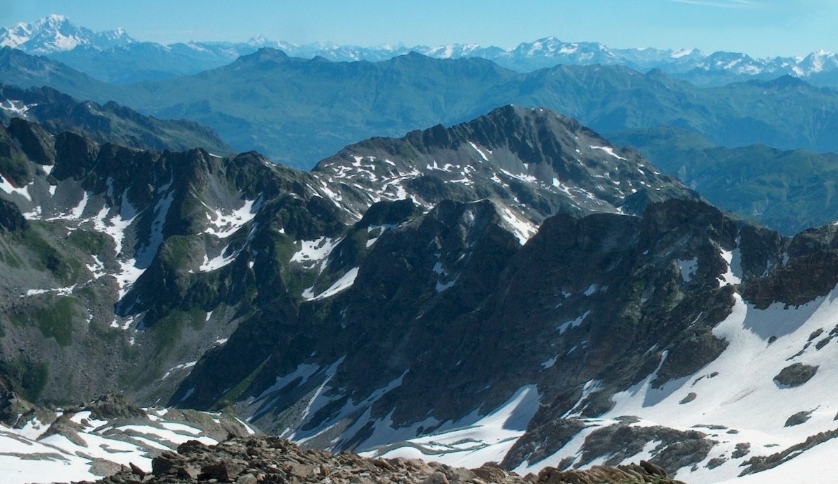Rocher Blanc : Pano du Mt Blanc à la Gde Casse