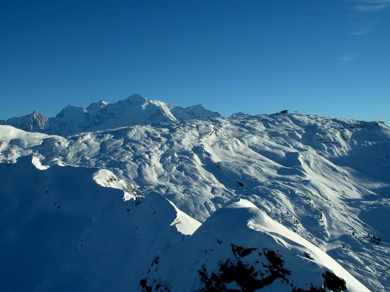 les grandes platières , le massif du mont blanc , depuis véret