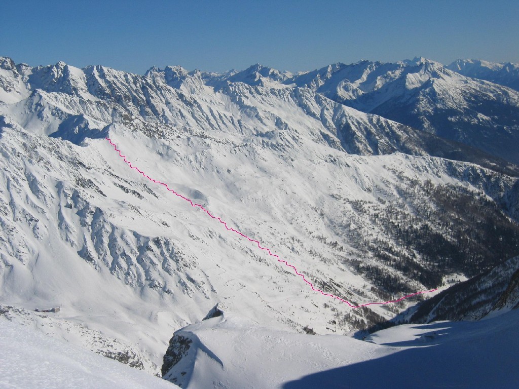 la discesa dal Col Barasson Ouest