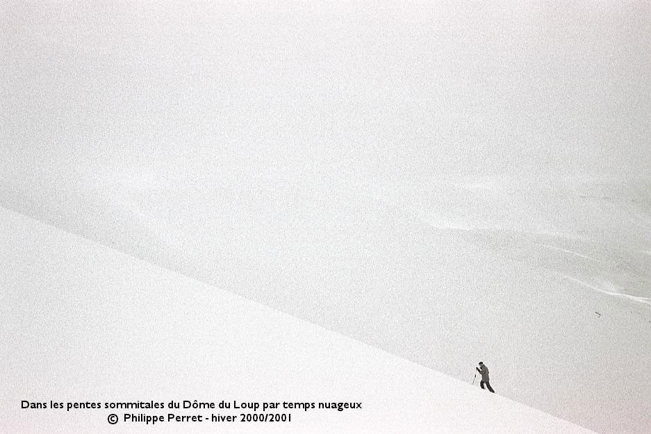 Dans les pentes du Dome du Loup par mauvais temps