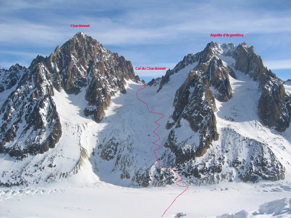 Vue du Col du Chardonnet depuis les grands Montets