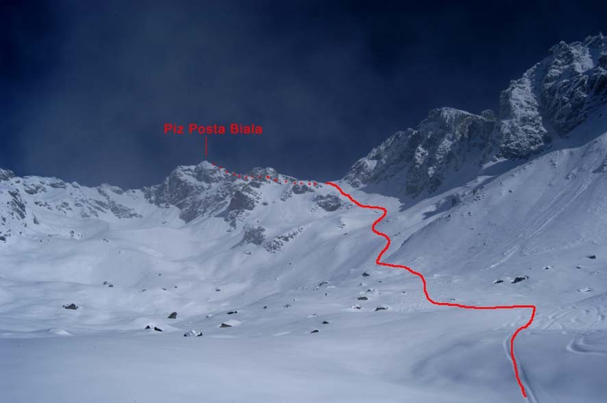 Itinerario di salita al Piz Posta Biala