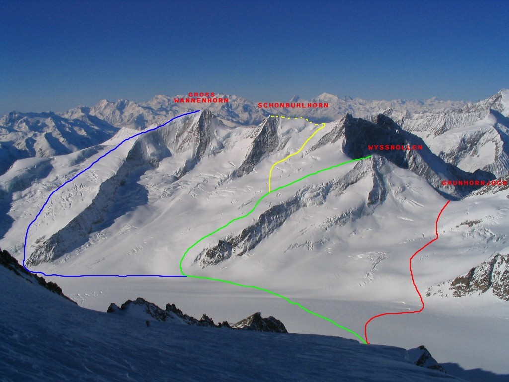 Wannenhorn, Schonbulhorn, Grunhornluke, versant E