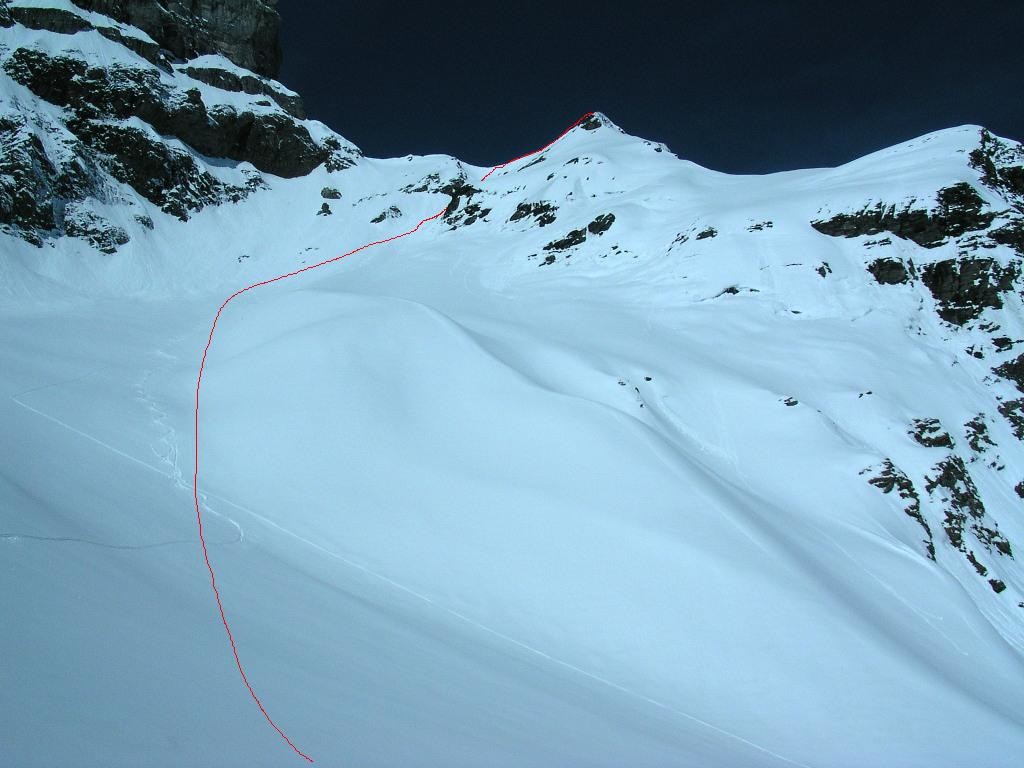 Tête de Chalin, couloir E, descente directe sur Vérossaz