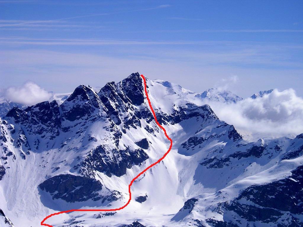 il canalone SW della Cima Piazzi visto dalla cima di Lago Spalmo