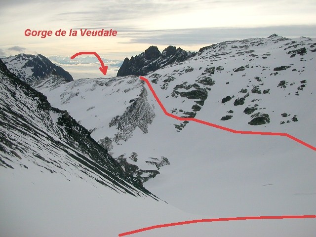 Descente dans la combe aux traces de Dinosaures .