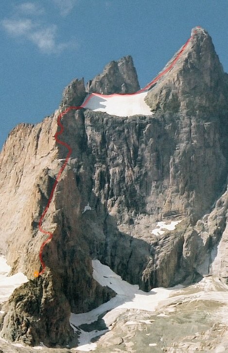 Itinéraire de l'arête du promontoire à la Meije