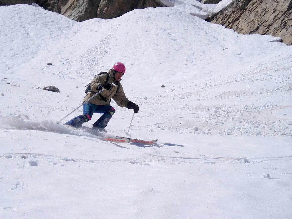 Federico sotto il couloir de la Clapiere
