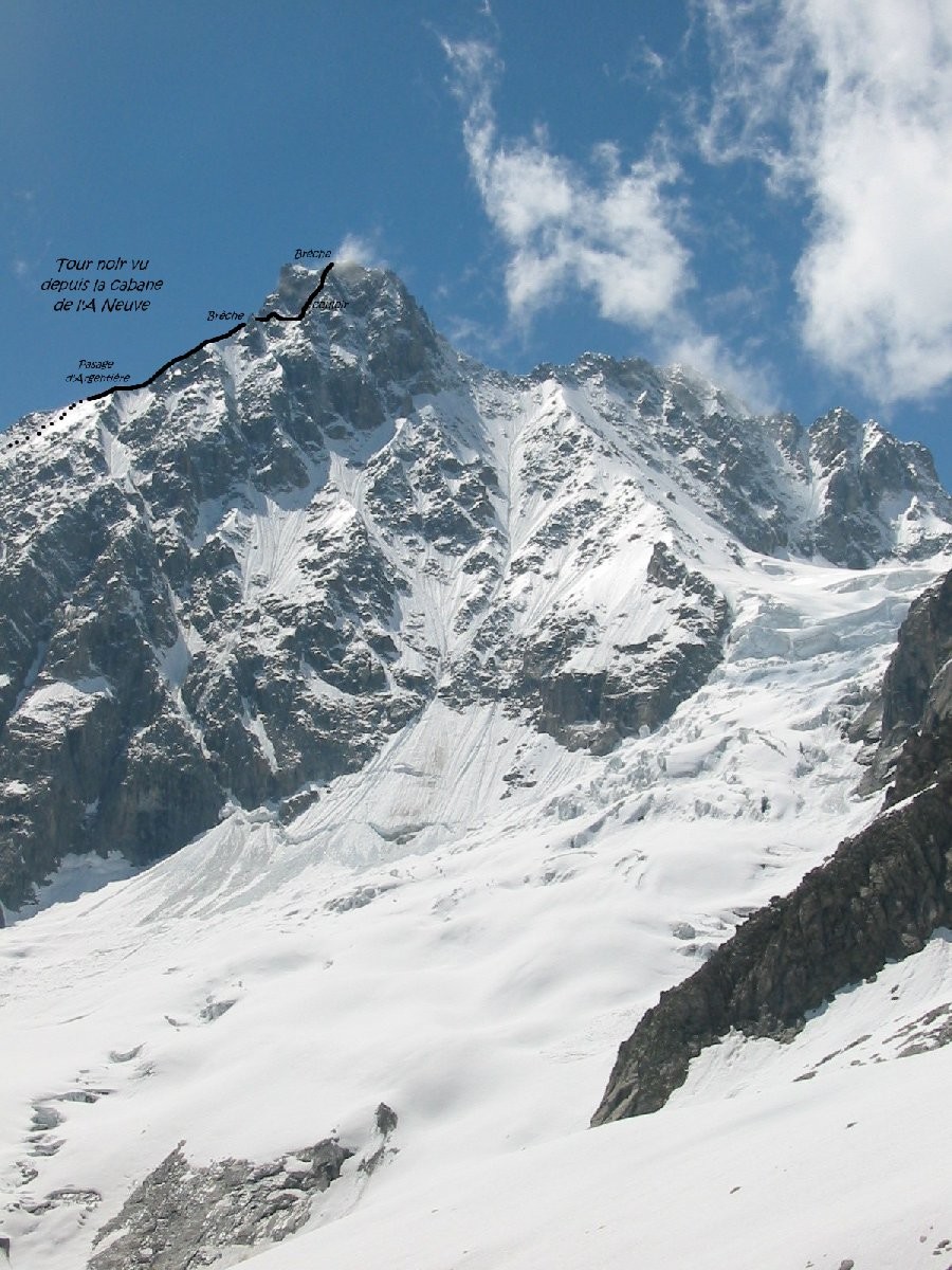 Tour Noir - accès par le passage d'Argentière -vue de la cab de l'A Neuve