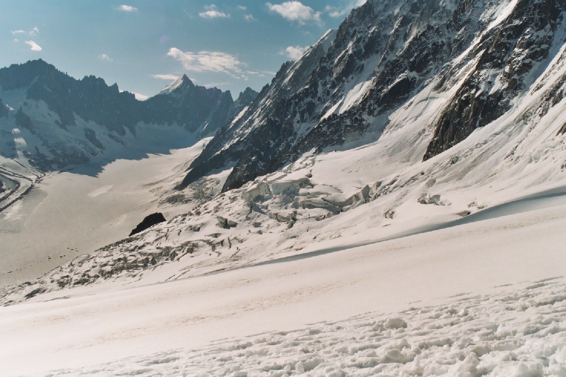 En descendant des Grands Montets vers le Glacier d'Argentière