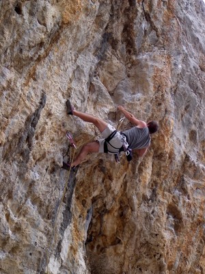 Boris dans "Calypso" au secteur Odyssey, Kalymnos. Boris dans "Calypso" au secteur Odyssey, Kalymnos.