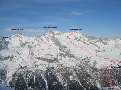 Le salite al Pizzo Pesciora, Pizzo Rotondo e Chuebodenhorn Le salite al Pizzo Pesciora, Pizzo Rotondo e Chuebodenhorn