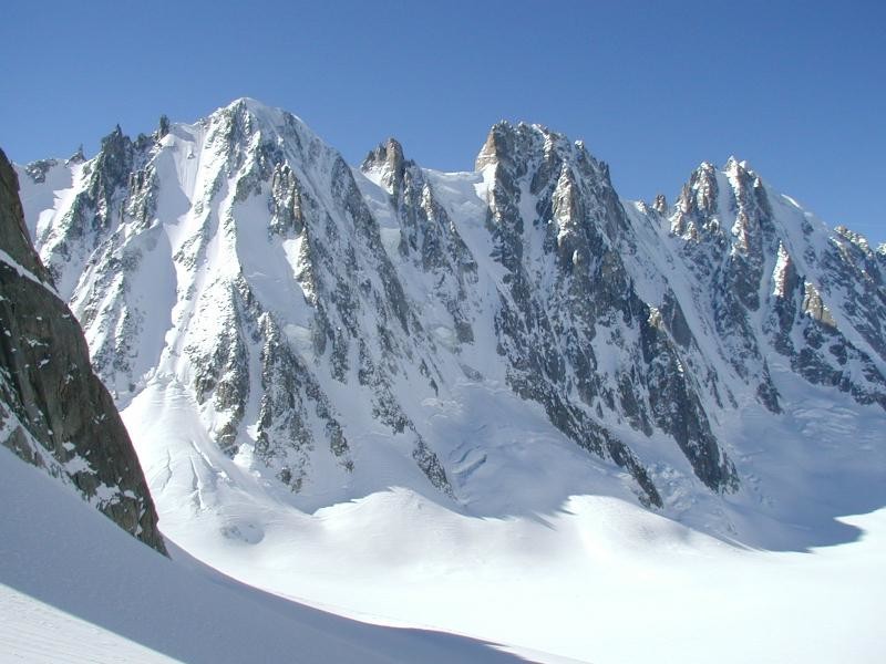 Les Courtes, les Droites et l'aiguille verte depuis le col d'Argentière