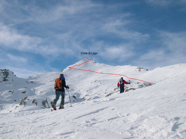 Schizzo itinerario alla cima di Lago - val Bedretto