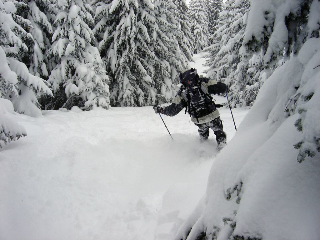 descente du grand rocher apres une bonne chute de neige !