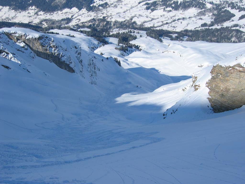 Du sommet, vue de la descente (poudre!)