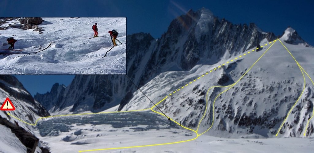 Route du col du Passon - plusieurs descentes possible du Gl.des Rognons