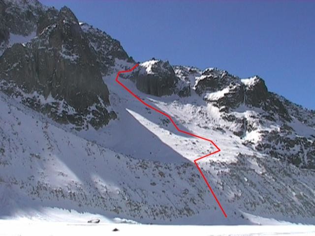 Aiguille du Tacul: Couloir N/NE de la Pointe - La face à descendre