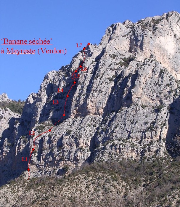 Voie 'Banane séchée' à Mayreste (Verdon)