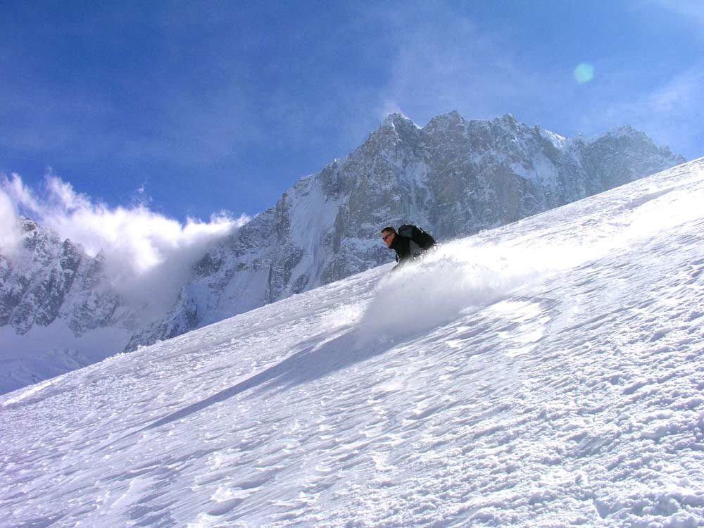 descente sur le glacier du Mallet