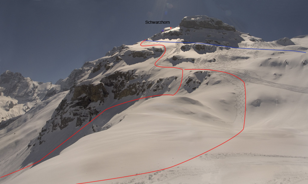 Schwarzhorn pente N et itinéraire