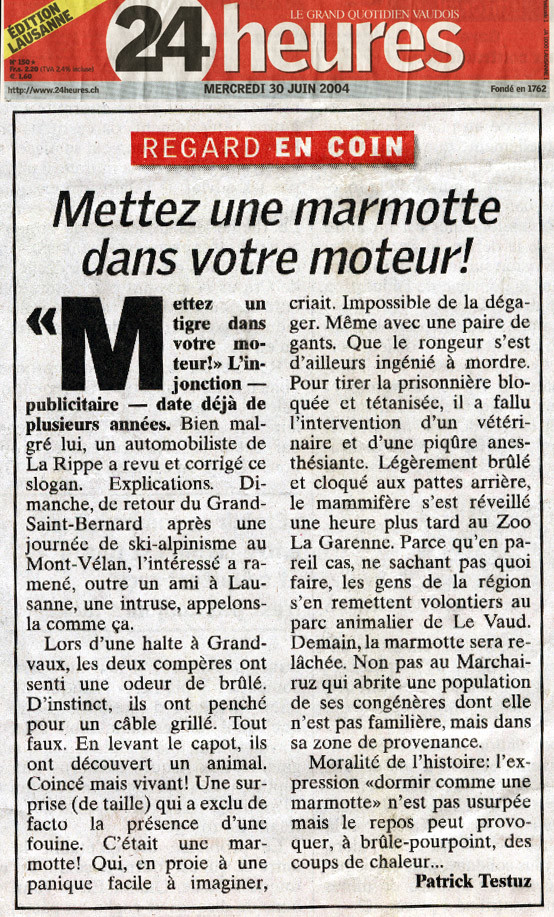 METTEZ UNE MARMOTTE DANS VOTRE MOTEUR...