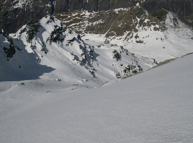 Il canalone W dall'alto