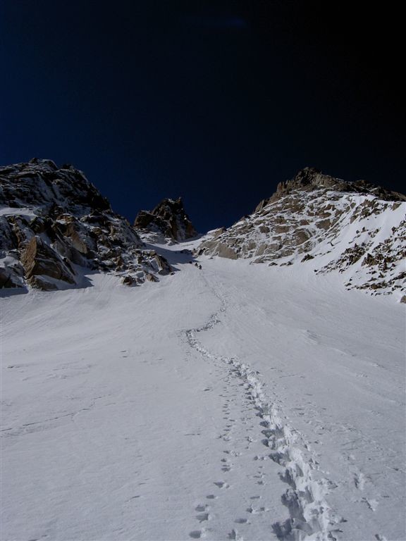 Couloir Spencer et brèche de Blaitière depuis la rimaye