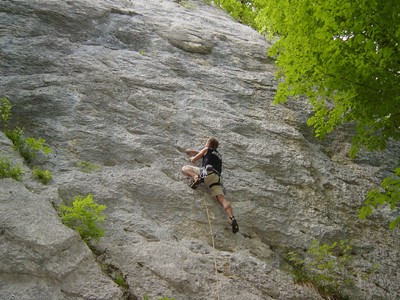 R.Pirali dans "Frozen" au secteur "La Steiner" au Schilt, Suisse.