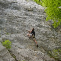 R.Pirali dans "Frozen" au secteur "La Steiner" au Schilt, Suisse.