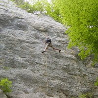 R.Pirali dans "Frozen" au secteur "La Steiner" au Schilt, Suisse.
