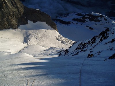 Vue d'ensemble du couloir des Italiens 60 m sous la sortie.