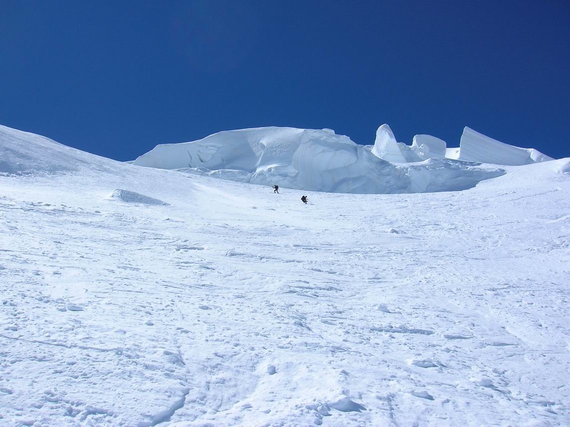 in discesa dal versante Nord del Monte Bianco
